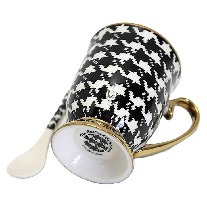 Taza Pepite Oro Mango Base Cuchara Porcelana Exclusiva, Reina Isabel