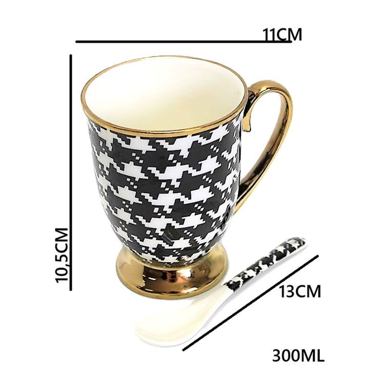 Taza Pepite Oro Mango Base Cuchara Porcelana Exclusiva, Reina Isabel