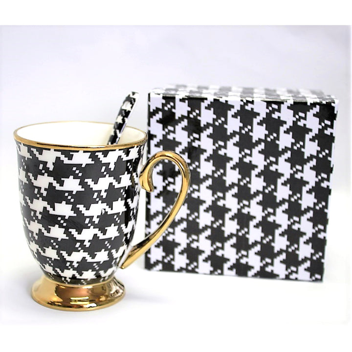 Taza Pepite Oro Mango Base Cuchara Porcelana Exclusiva, Reina Isabel