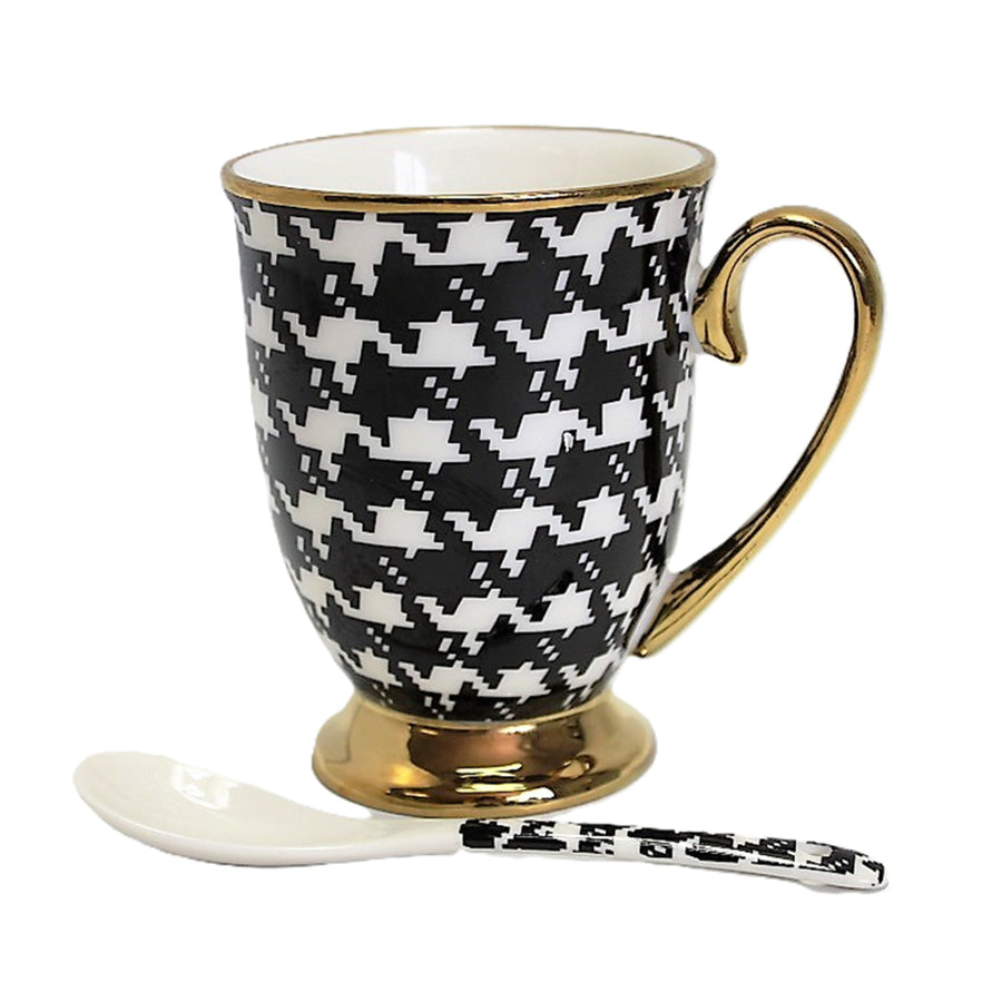 Taza Pepite Oro Mango Base Cuchara Porcelana Exclusiva, Reina Isabel