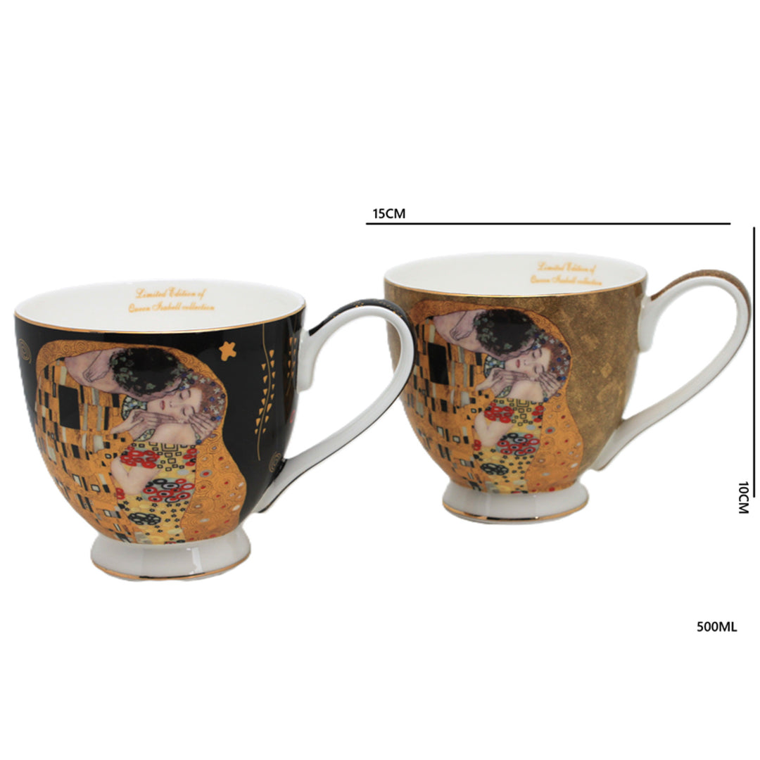 Jumbo Gustav Klimt Kiss tazas 2 piezas, Reina Isabel