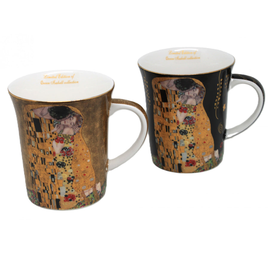 Gustav Klimt Kiss tazas negro y marrón 400ml, Reina Isabel