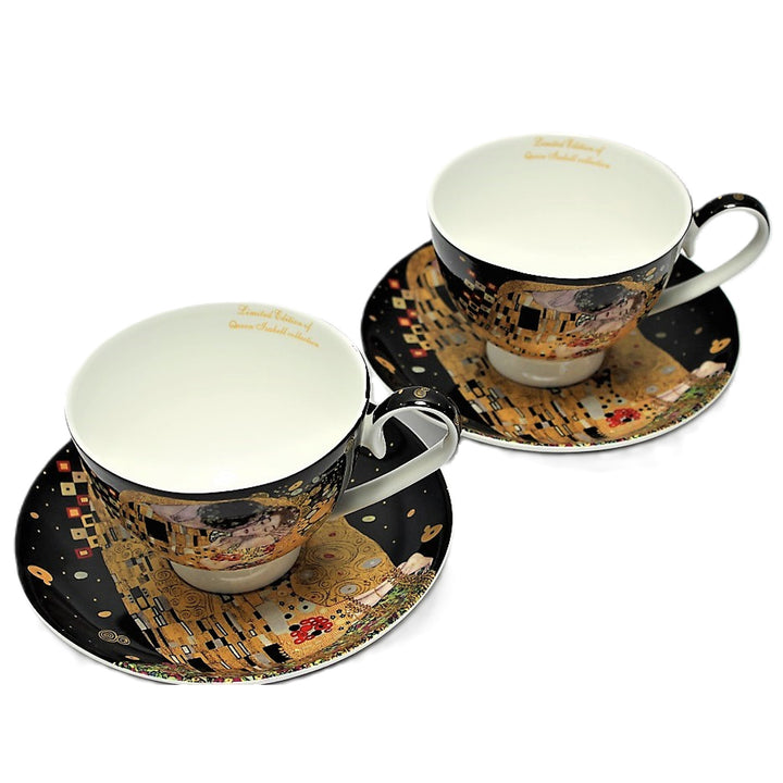 Juego de 2 tazas de porcelana Reina Isabell, motivo El beso de Klimt, 250 ml, W8KL356-22383