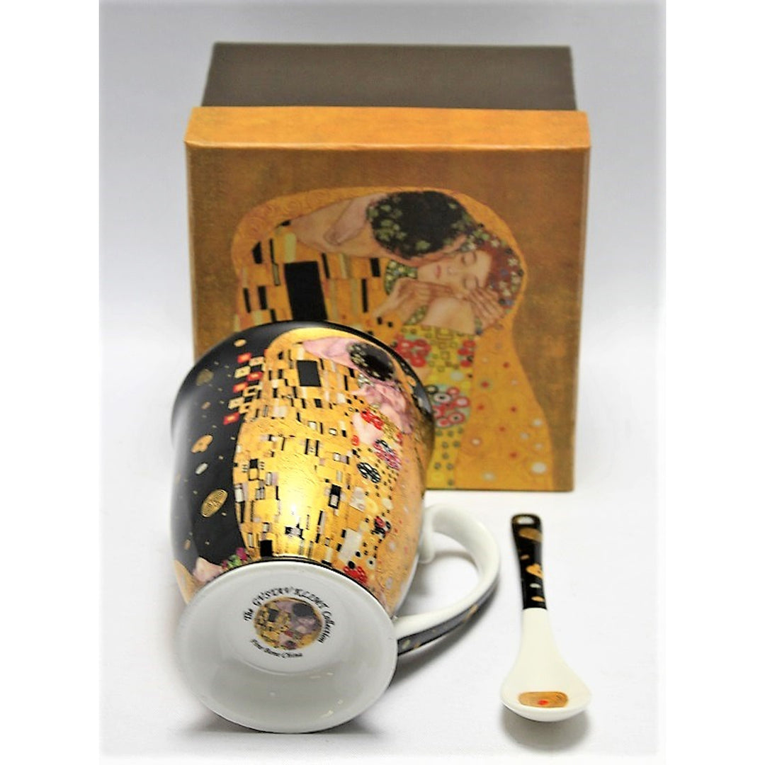 Taza de porcelana Reina Isabel con cuchara, motivo Klimt Kiss, 300ml, W9KL338-09121