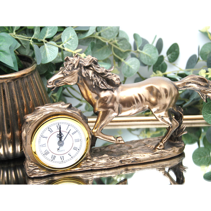 Figurita Caballo Galopante, Reloj, Decoración de Mesa Marrón, Reina Isabel