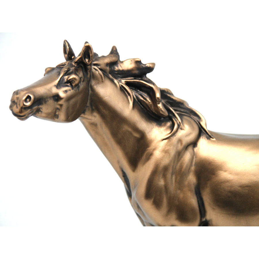 Estatuilla de caballo de pie, reloj, escultura decorativa de bronce, Reina Isabel