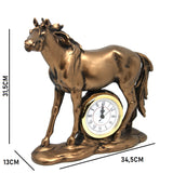 Estatuilla de caballo de pie, reloj, escultura decorativa de bronce, Reina Isabel