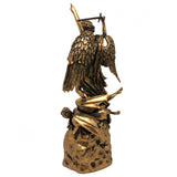 Estatuilla Arcángel Miguel, reloj, escultura religiosa de bronce, Reina Isabel