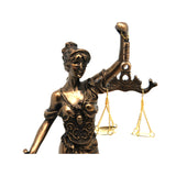 Figurilla de Temida con balanza y espada, escultura legal de bronce, Reina Isabel