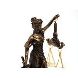 Figurilla de Temis con balanza y espada, reloj, decoración de bronce, Reina Isabel