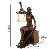Figurillas de Themis con escamas y espada, apoyalibros, Reina Isabel, 2 piezas