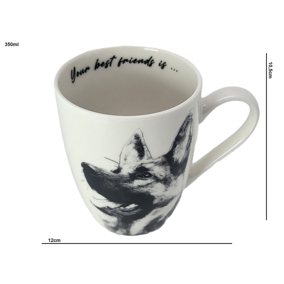 Taza de porcelana Reina Isabel, Pastor alemán, 350ml, Q1-05232