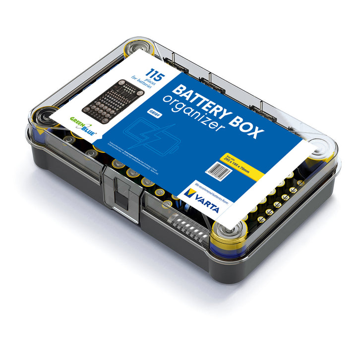 Organizador de pilas GreenBlue, tapa transparente, 115 espacios, Varta Box GB189, 5 unidades