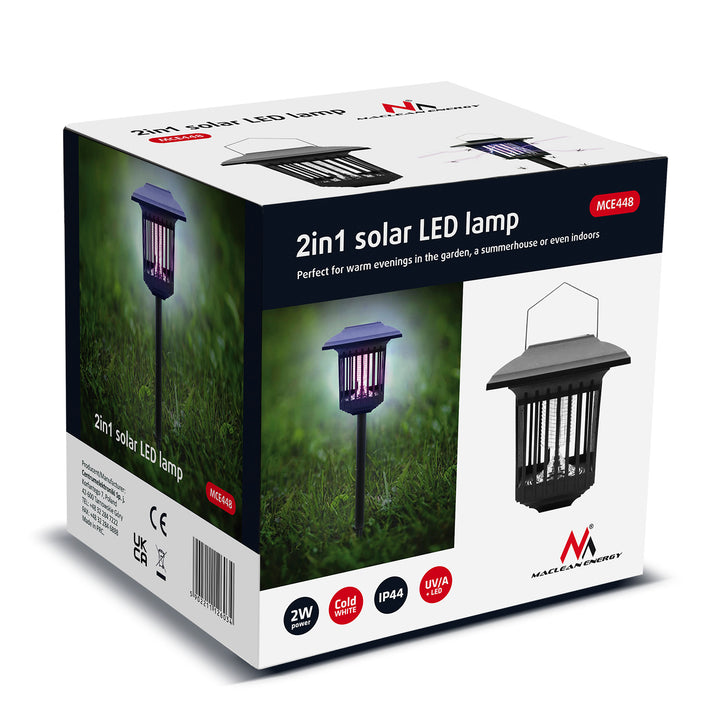 Luz Insecticida Solar LED Maclean, IP44, LED/UV, 2*AA Ni-MH 200 mAh batería recargable, solar 2V DC MCE448, 4 piezas