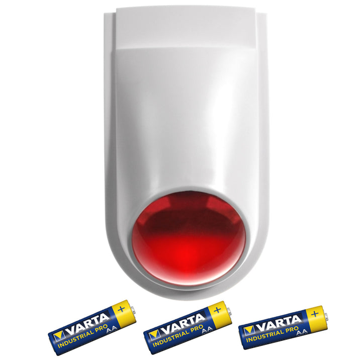 Sirena de alarma simulada con LED, AL2030 + 3 pilas AA Varta Industrial