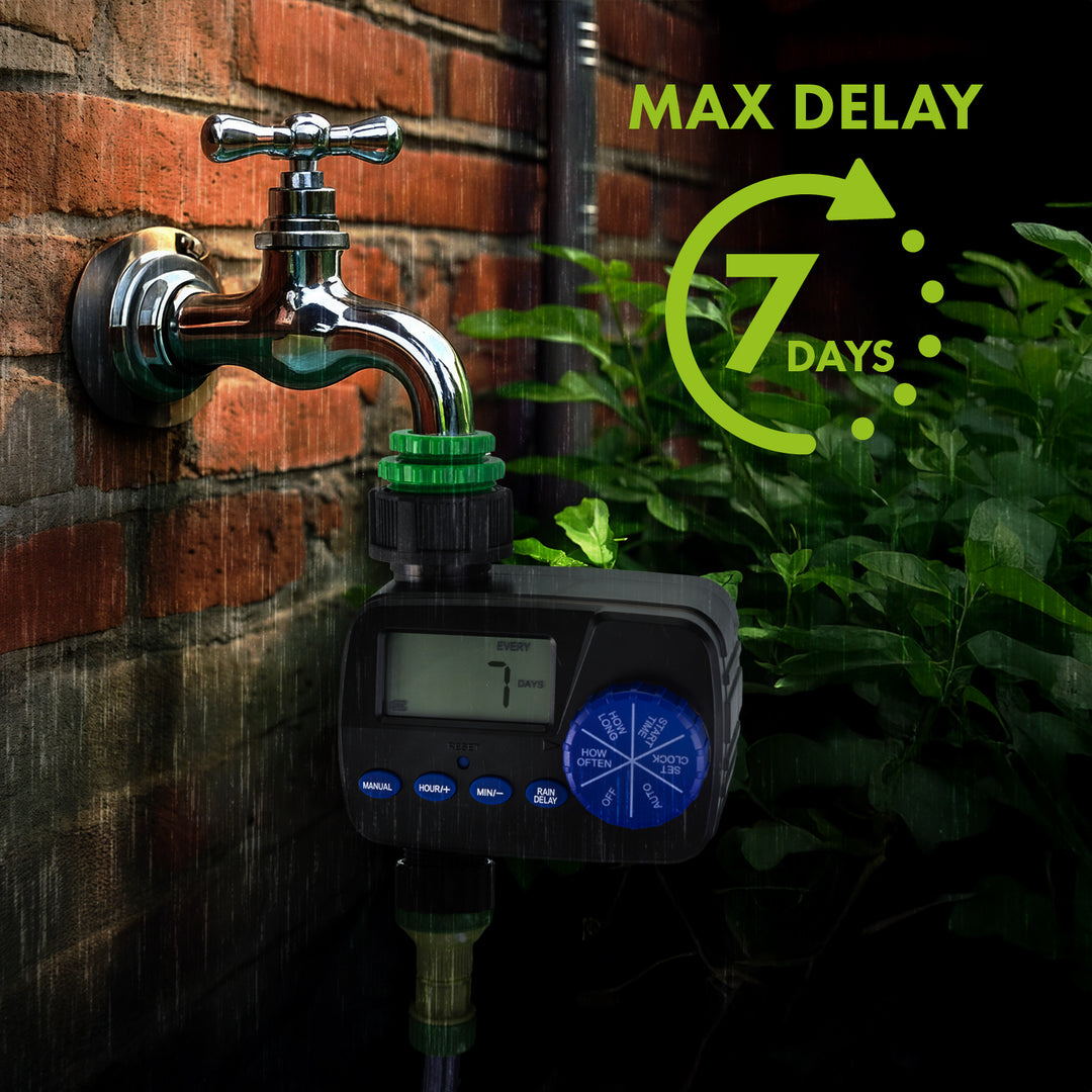 Controlador electrónico de riego GreenBlue, programador, fuente de alimentación 2x1,5V AA, GB390 + 2x pila alcalina Varta Industrial AA