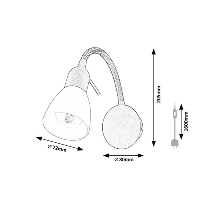 Aplique Rabalux, spot, rosca E14, IP20, negro, Soma