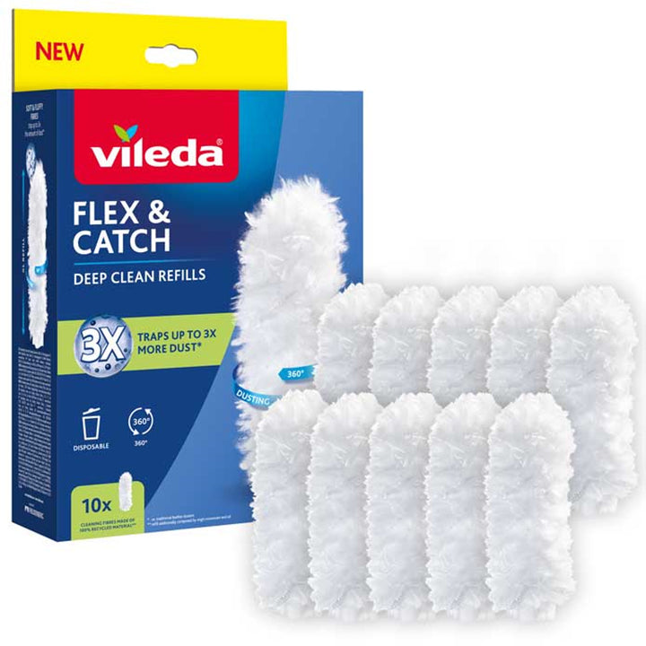 Recambios de escoba Vileda Flex&Catch, 10 piezas, 100% fibra reciclada, recambio 360