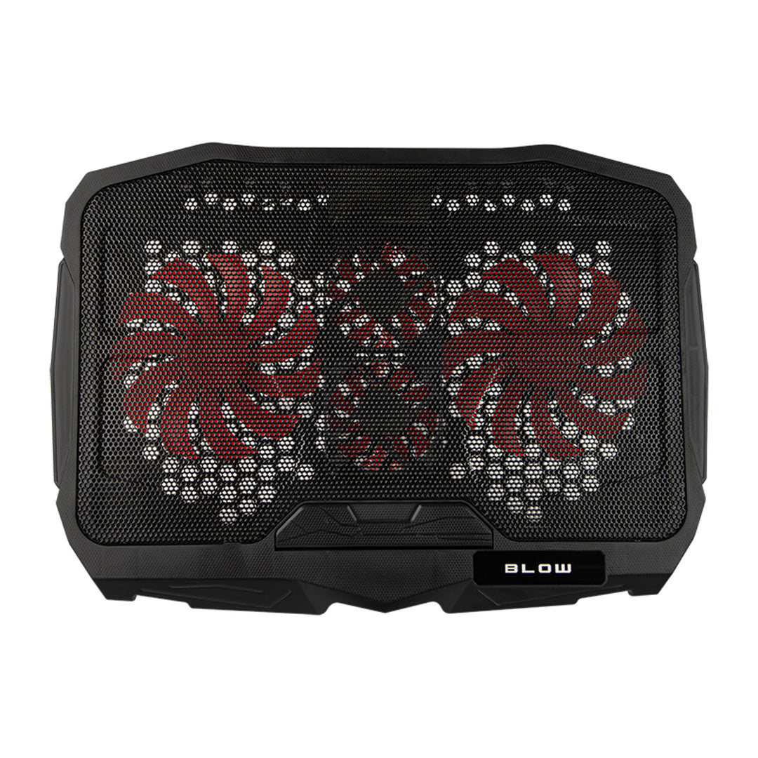 Soporte de refrigeración para portátil Blow Hurricane, cuatro ventiladores, iluminación roja, concentrador USB integrado