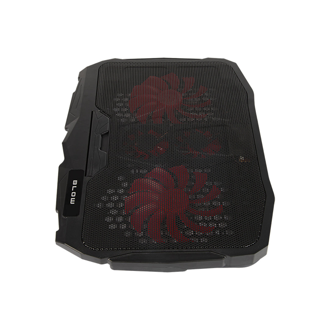 Soporte de refrigeración para portátil Blow Hurricane, cuatro ventiladores, iluminación roja, concentrador USB integrado