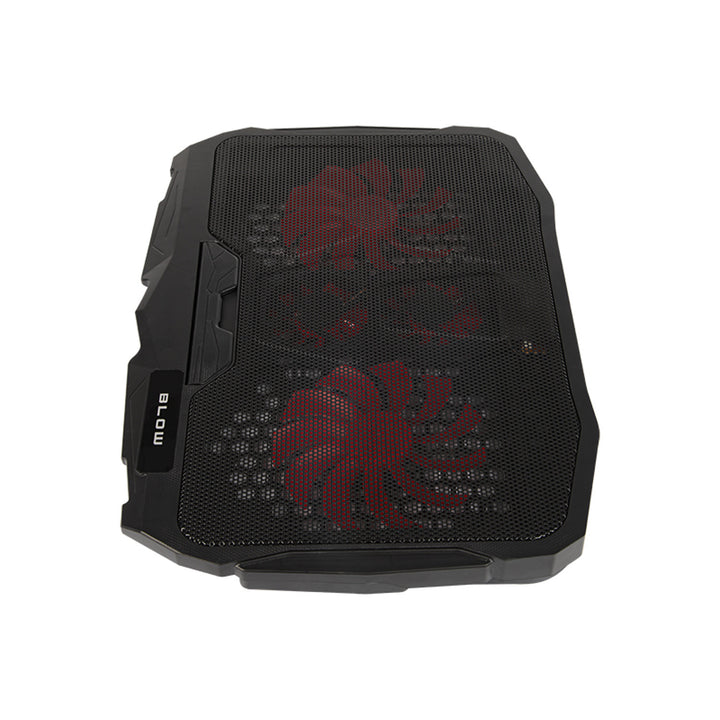 Soporte de refrigeración para portátil Blow Hurricane, cuatro ventiladores, iluminación roja, concentrador USB integrado