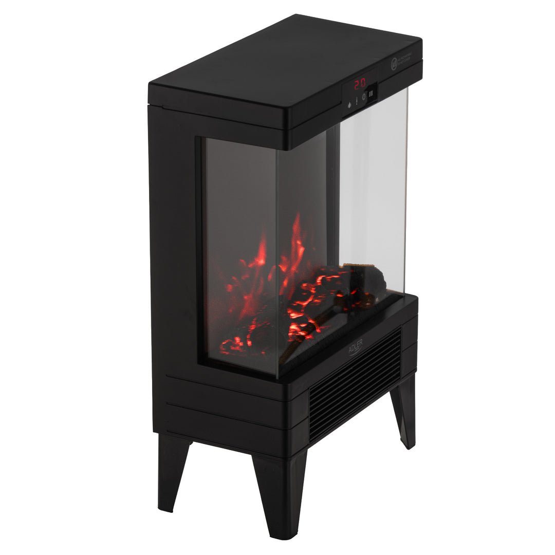 Chimenea eléctrica LED con mando a distancia, 2 potencias de calefacción 1000W/2000W, termostato, Adler AD 7755