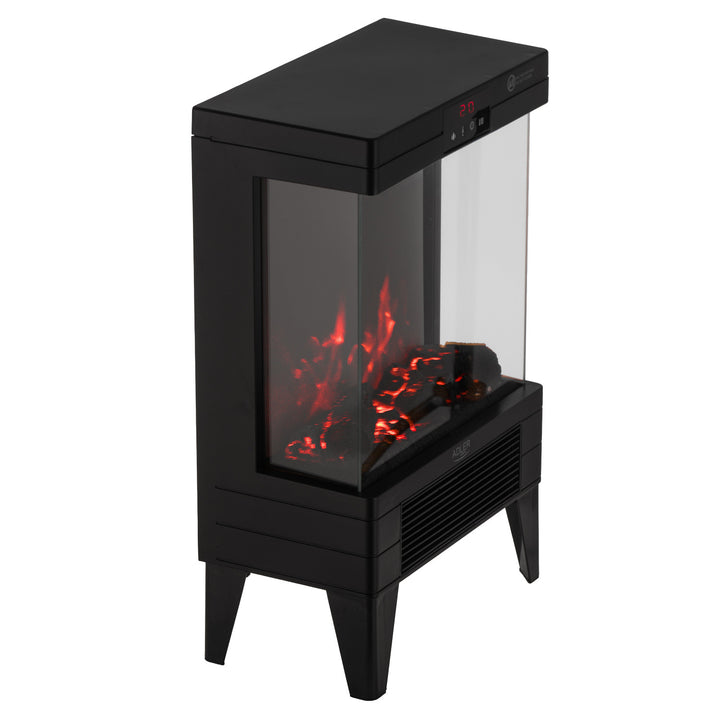 Chimenea eléctrica LED con mando a distancia, 2 potencias de calefacción 1000W/2000W, termostato, Adler AD 7755