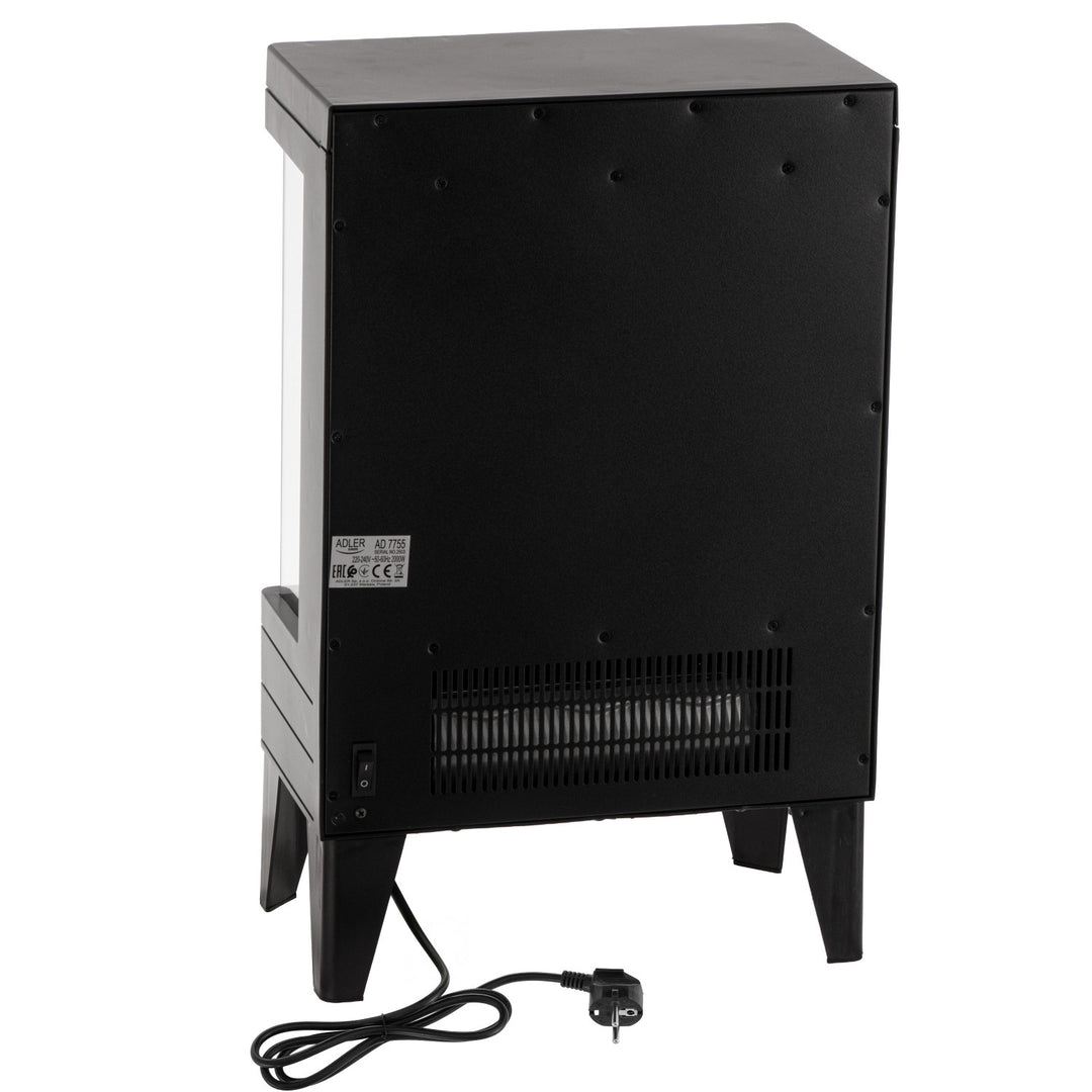 Chimenea eléctrica LED con mando a distancia, 2 potencias de calefacción 1000W/2000W, termostato, Adler AD 7755