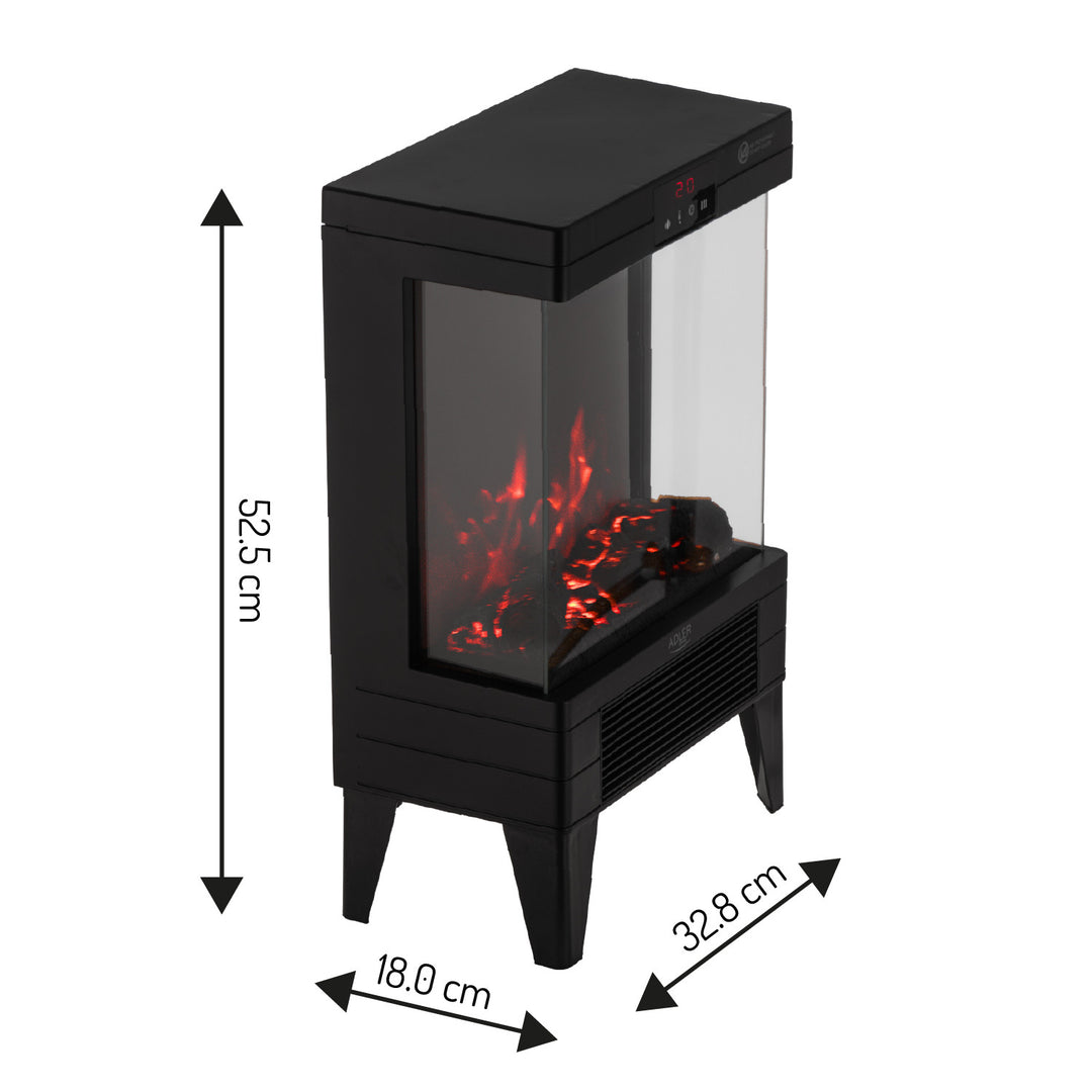 Chimenea eléctrica LED con mando a distancia, 2 potencias de calefacción 1000W/2000W, termostato, Adler AD 7755