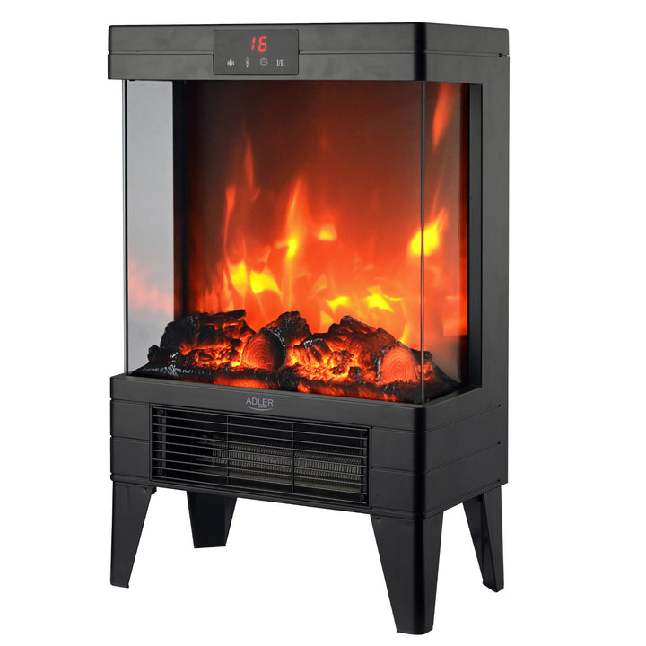 Chimenea eléctrica LED con mando a distancia, 2 potencias de calefacción 1000W/2000W, termostato, Adler AD 7755