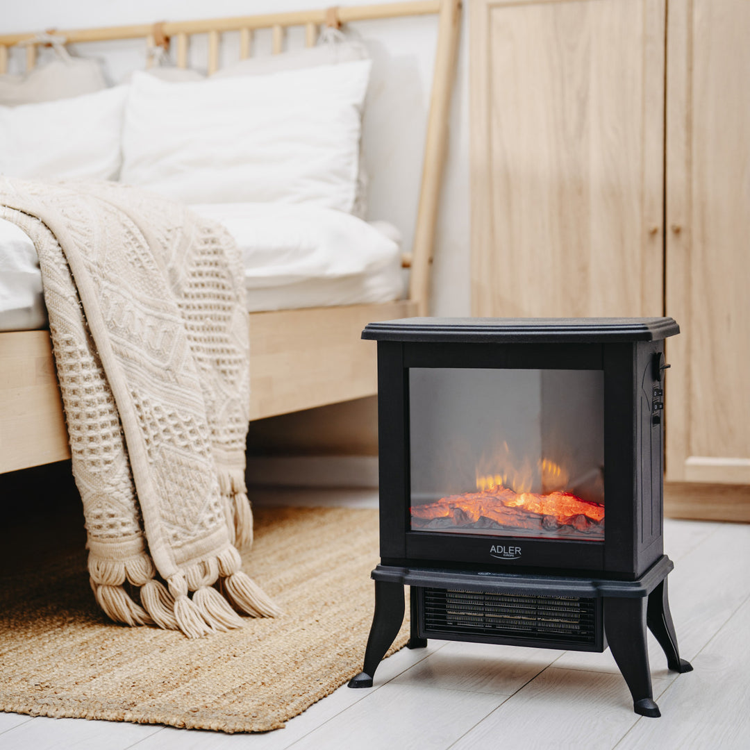 Chimenea eléctrica Adler, 2 niveles de calefacción, potencia máx. 1800W, termostato, efecto llama 3D, AD 7754
