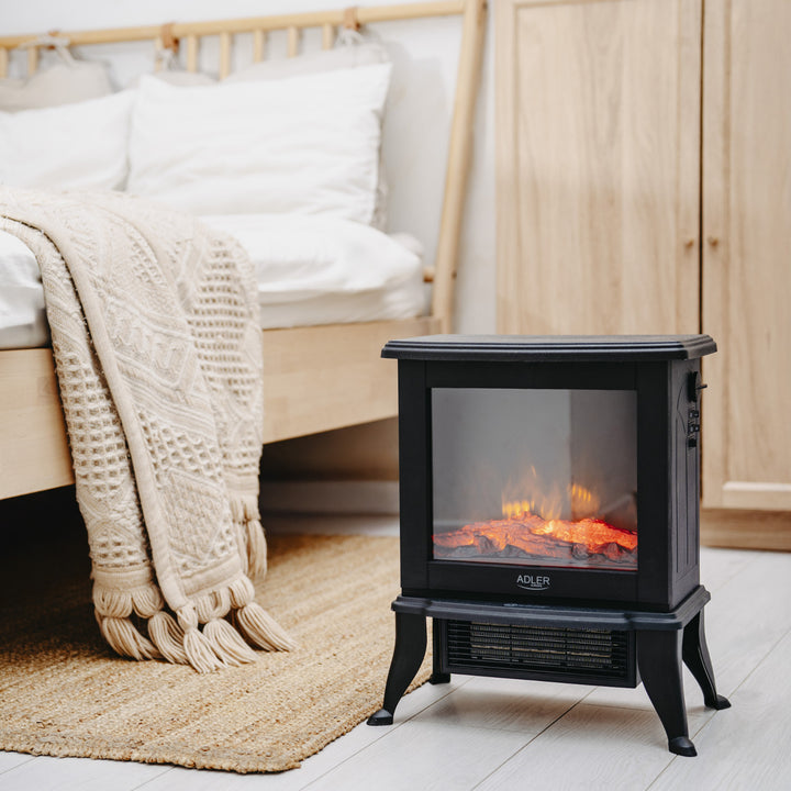 Chimenea eléctrica Adler, 2 niveles de calefacción, potencia máx. 1800W, termostato, efecto llama 3D, AD 7754
