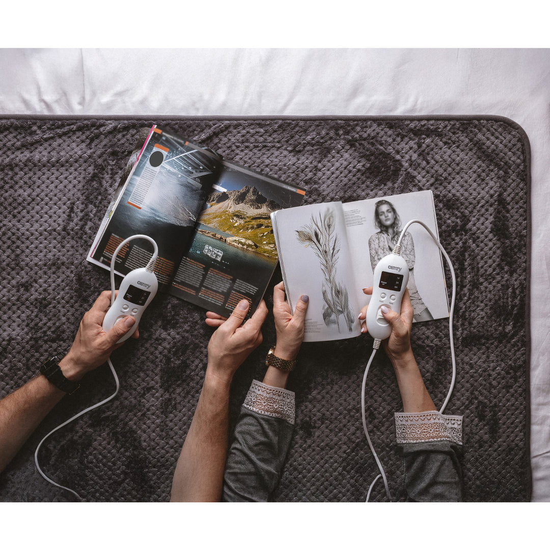 Manta eléctrica Camry, para 2 personas, dimensiones 150x160cm, 8 niveles de calefacción, potencia 2 x 60W, gris, CR 7417