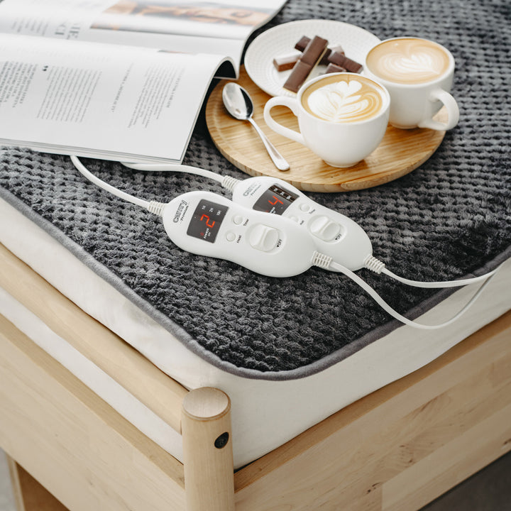 Manta eléctrica Camry, para 2 personas, dimensiones 150x160cm, 8 niveles de calefacción, potencia 2 x 60W, gris, CR 7417