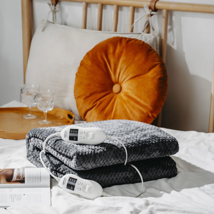 Manta eléctrica Camry, para 2 personas, dimensiones 150x160cm, 8 niveles de calefacción, potencia 2 x 60W, gris, CR 7417