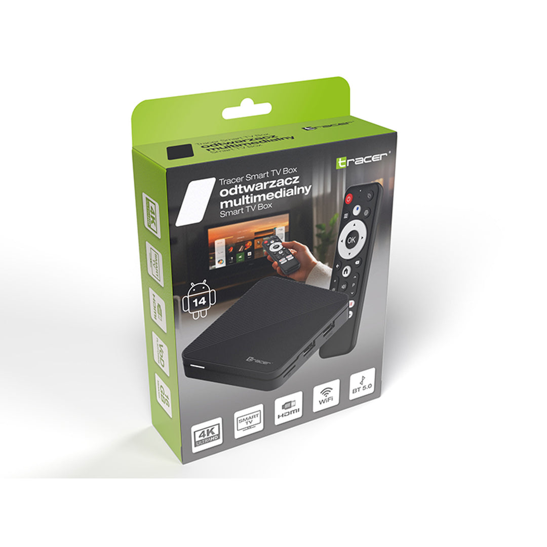 Reproductor multimedia, Android 14, 2 GB RAM, 16 GB de memoria, Bluetooth 5.0, Wi-Fi, TV Box