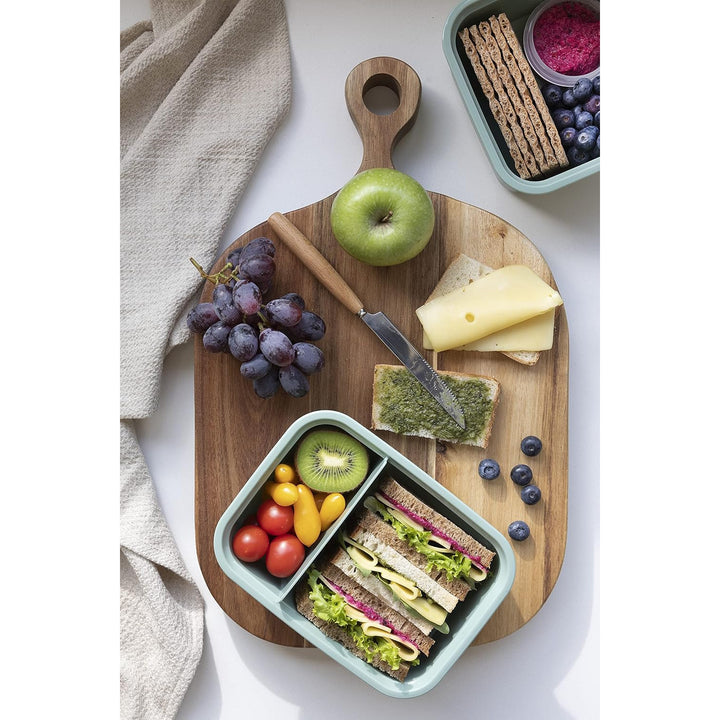 Recipiente para alimentos Dual Curver, tapa a prueba de fugas, válvula en la tapa, 100% reciclado, se puede utilizar en el microondas, dos compartimentos 0,6L + 0,3L, 250000