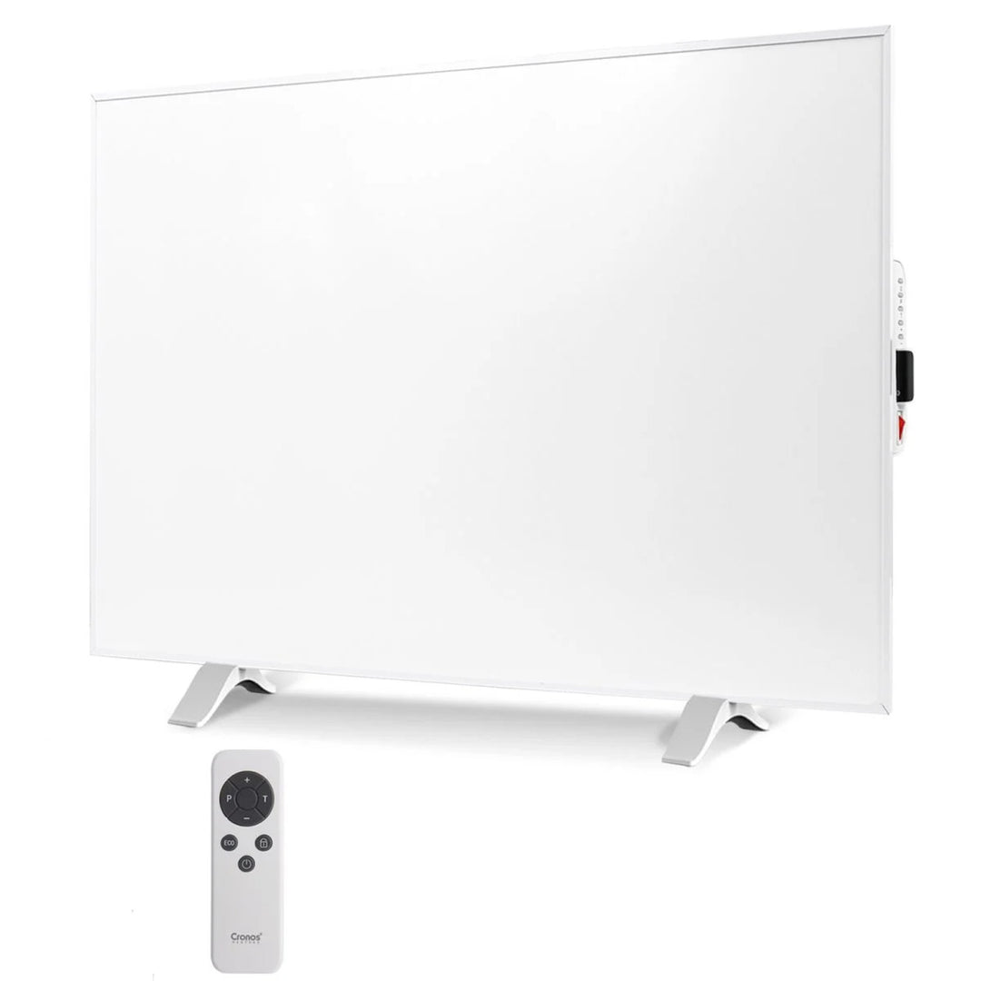 Calefactor por infrarrojos Cronos, 500W, blanco, antialérgico, ultrafino, superficie mate, calienta hasta 14m2, Synthelith PRO CRP-500TWP Blanco