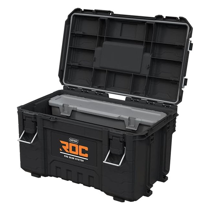 Caja de herramientas Keter ROC Pro Gear 2.0, capacidad de carga de 54 kg, con asas Pro Mount, organizador incluido, posibilidad de colgarla en la pared, 256984