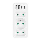 Toma de corriente x3 + 4xUSB Maclean, divisor de 3 tomas, 2xUSB A, 2xUSB C PD 20W, 1x16A + 2x6A, MCE248 F/W, 2 piezas