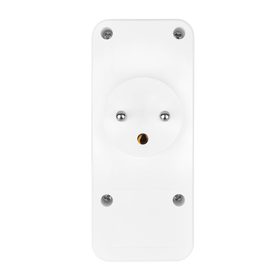 Toma de corriente x3 + 4xUSB Maclean, divisor de 3 tomas, 2xUSB A, 2xUSB C PD 20W, 1x16A + 2x6A, MCE248 F/W, 2 piezas