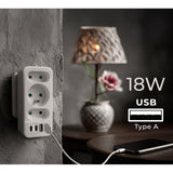 Toma de corriente x3 + 4xUSB Maclean, divisor de 3 tomas, 2xUSB A, 2xUSB C PD 20W, 1x16A + 2x6A, MCE248 F/W, 3 piezas