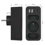 Toma de corriente x3 + 4xUSB Maclean, divisor de 3 tomas, 2xUSB A, 2xUSB C PD 20W, 1x16A + 2x6A, MCE248 F/B, 3 piezas