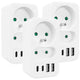 Toma de corriente Maclean x2 + 4xUSB, divisor con 2 tomas, 2xUSB A, 2xUSB C PD 20W, 1x16A + 1x6A, MCE249 F/W, 3 piezas
