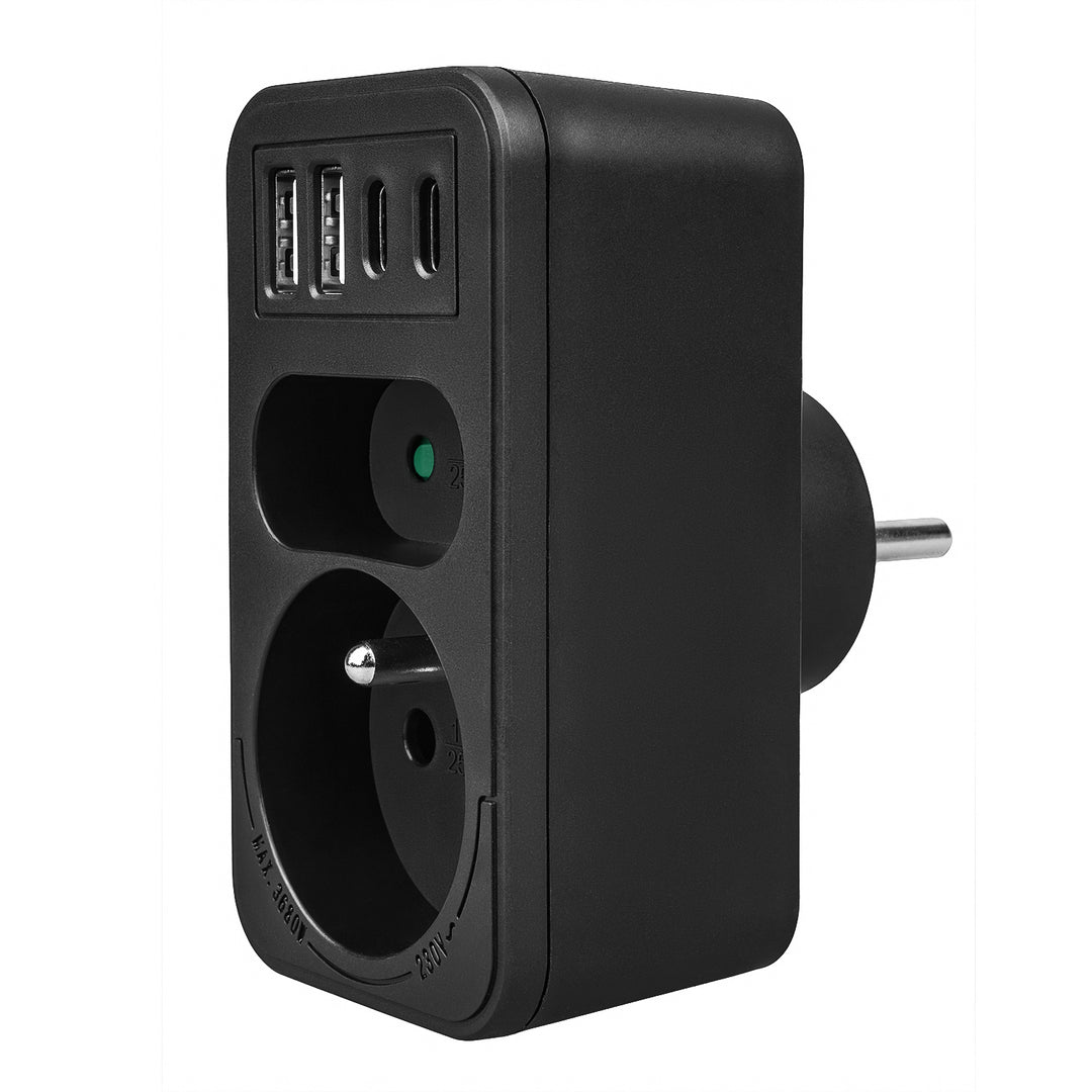 Toma de corriente Maclean x2 + 4xUSB, divisor con 2 tomas, 2xUSB A, 2xUSB C PD 20W, 1x16A + 1x6A, MCE249 F/B, 2 piezas