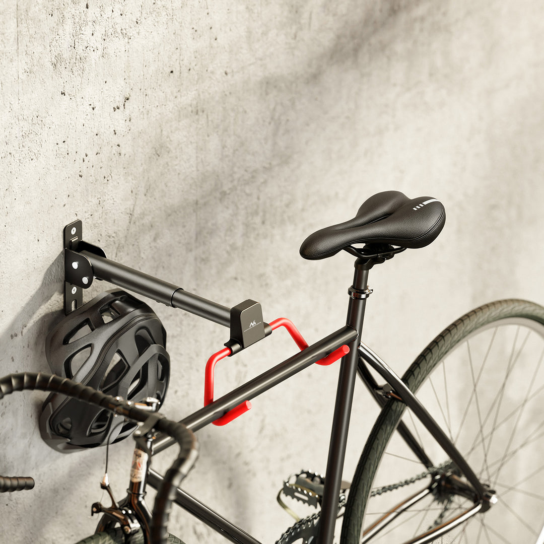 Soporte/colgador de pared para bicicletas Maclean, horizontal, acero, carga máxima de 30 kg, ángulo ajustable, MC-172