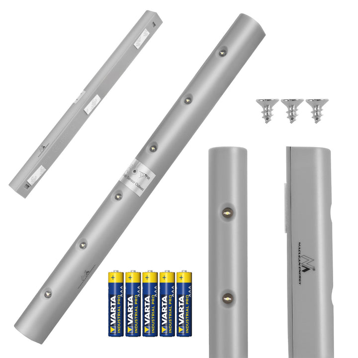 Lámpara de cocina bajo armario Maclean 6LED, oblonga, con sensor de movimiento, 5xAA, MCE123 + 5x pila alcalina AAA Varta Industrial