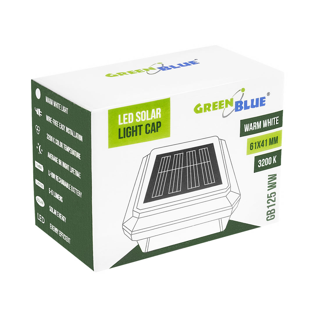 Lámpara LED solar para poste GreenBlue, 60 x 40 mm, cubierta en forma de sobre, 3200 K, GB125 WW