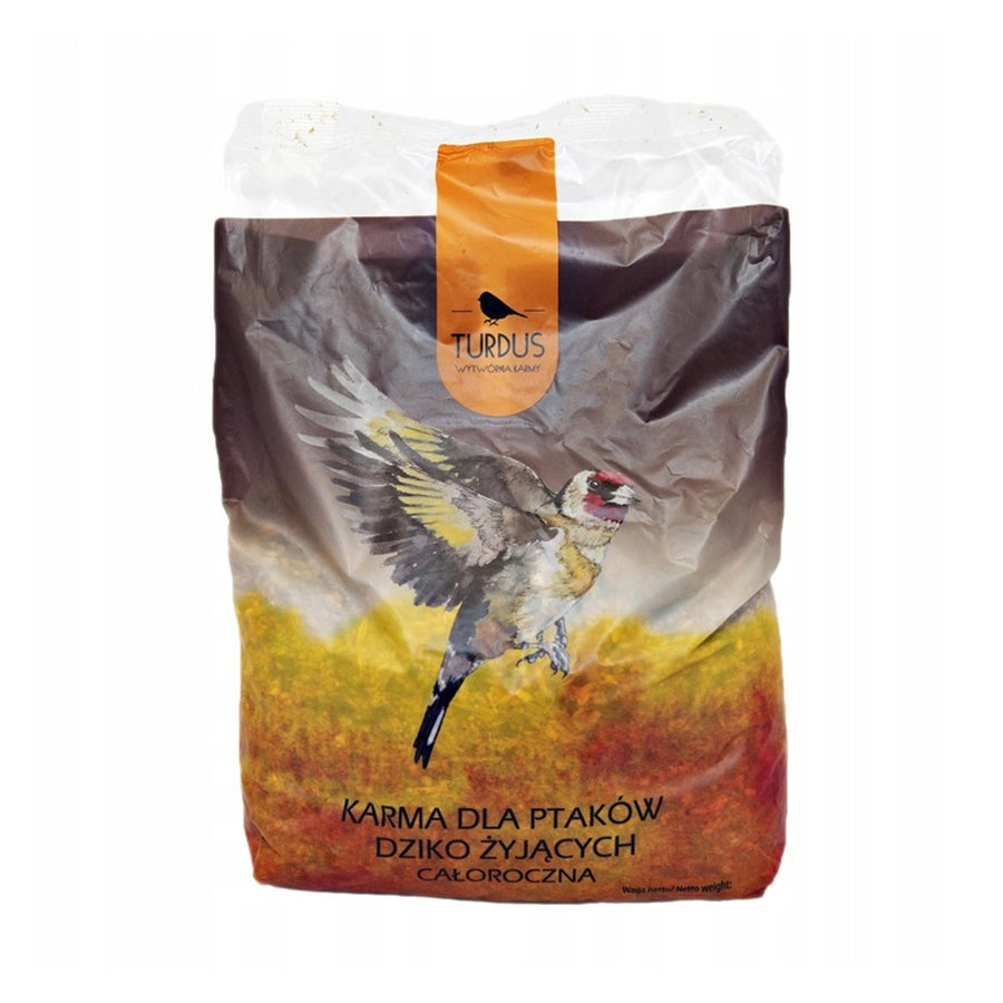 Comedero para pájaros Woodok, de madera, cocido, gancho para colgar + alpiste 1kg