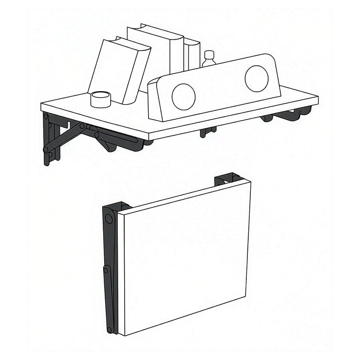 Soporte plegable para estantería de pared Maclean, mín. 250 mm, máx. 500 mm, máx. 50 kg, 2 unidades, MC-194